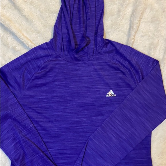 Purple ADIDAS workout hoodie with thumb holes - Picture 2 of 4